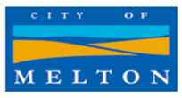 Logo for the City of Melton. Uses blue and yellow colouring